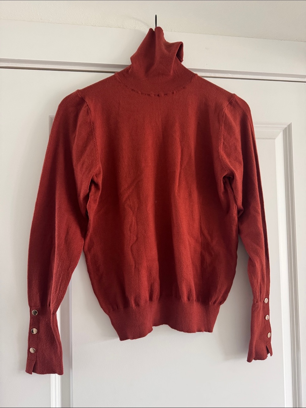 Fashion Nova Rust Turtleneck Sweater with Button Cuffs